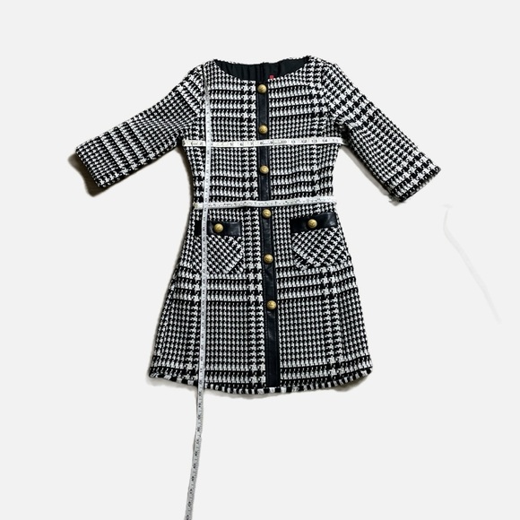 Imperial Midi Shift Dress Houndstooth Size XS Tweed Black White Lined Retro - Picture 11 of 12